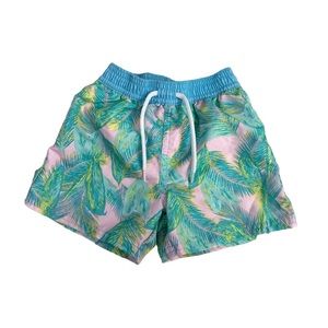 Floatimini Pastel Palm Leaf Print Swim Trunks | 24M